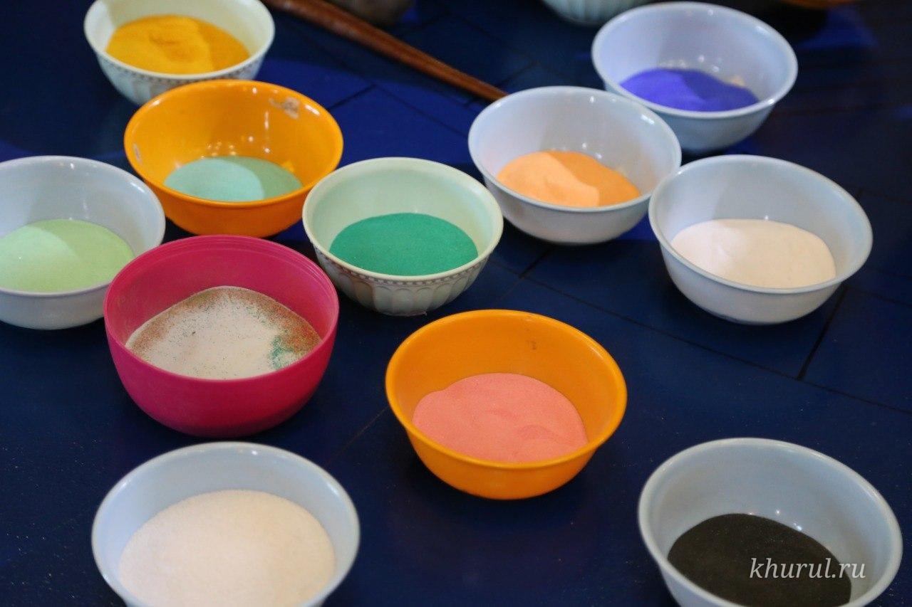 Construction of the sand mandala in Elista continues