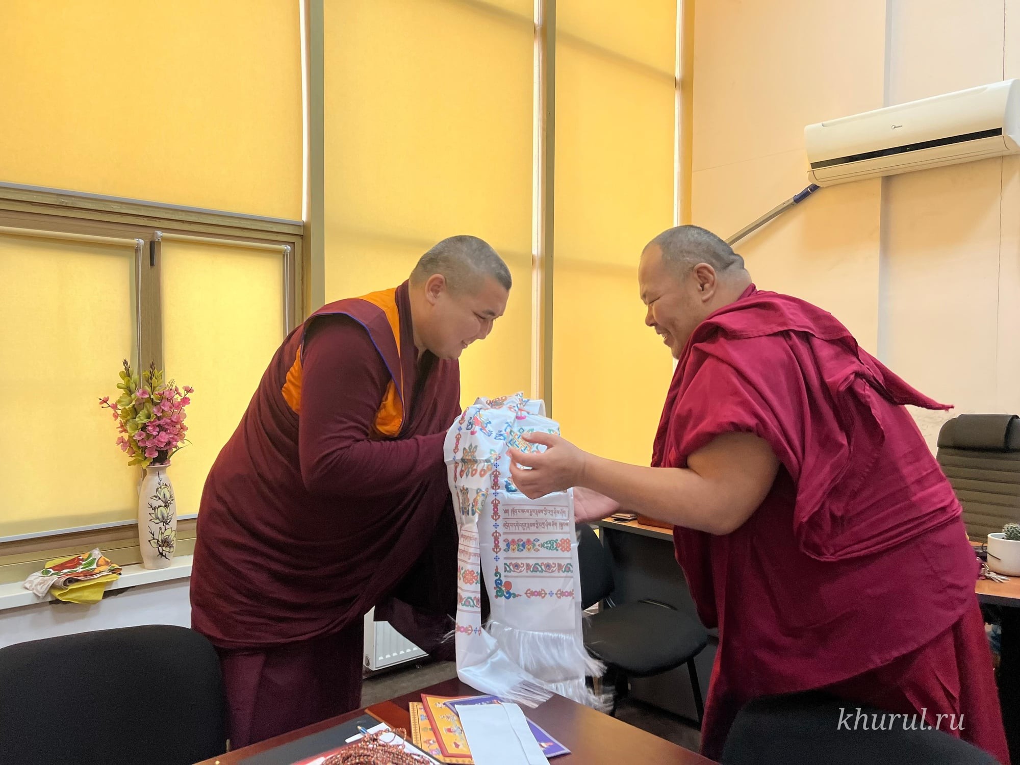 The monastic Sangha congratulated Geshe Yonten on being awarded the high title