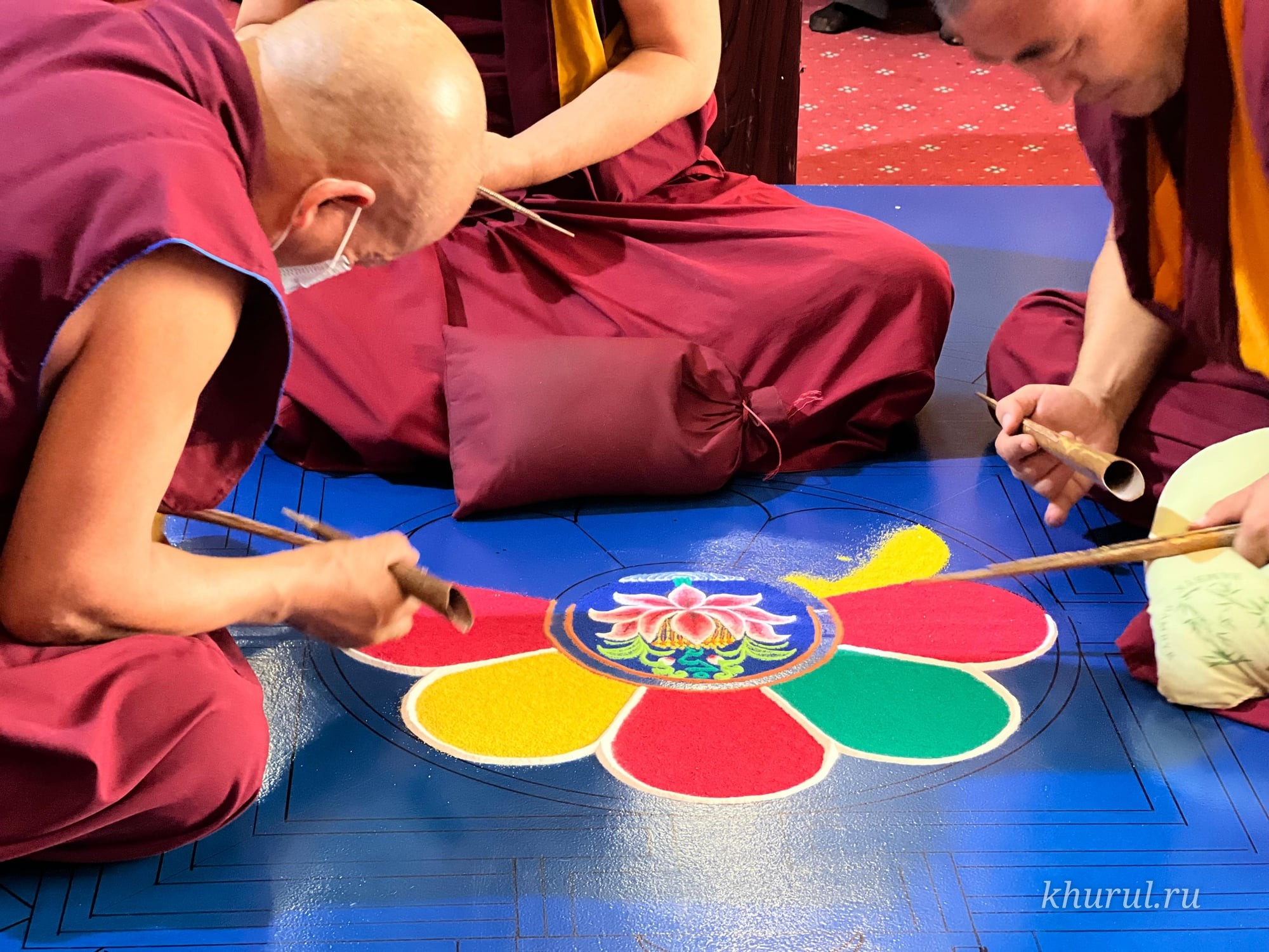 A Delegation from Drepung Gomang Begins Work on Building a Mandala