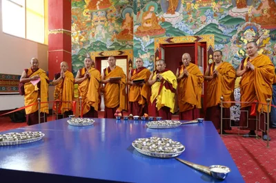 A Delegation from Drepung Gomang Begins Work on Building a Mandala