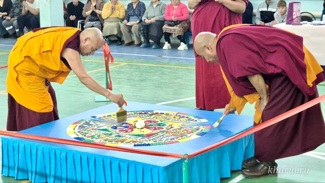 A Medicine Buddha Sand Mandala Was Built in the Village of Tsagan Aman, Yustinsky District