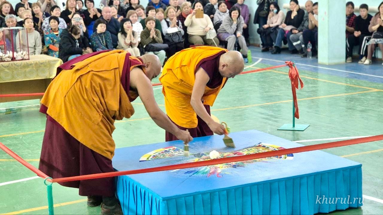 A Medicine Buddha Sand Mandala Was Built in the Village of Tsagan Aman, Yustinsky District