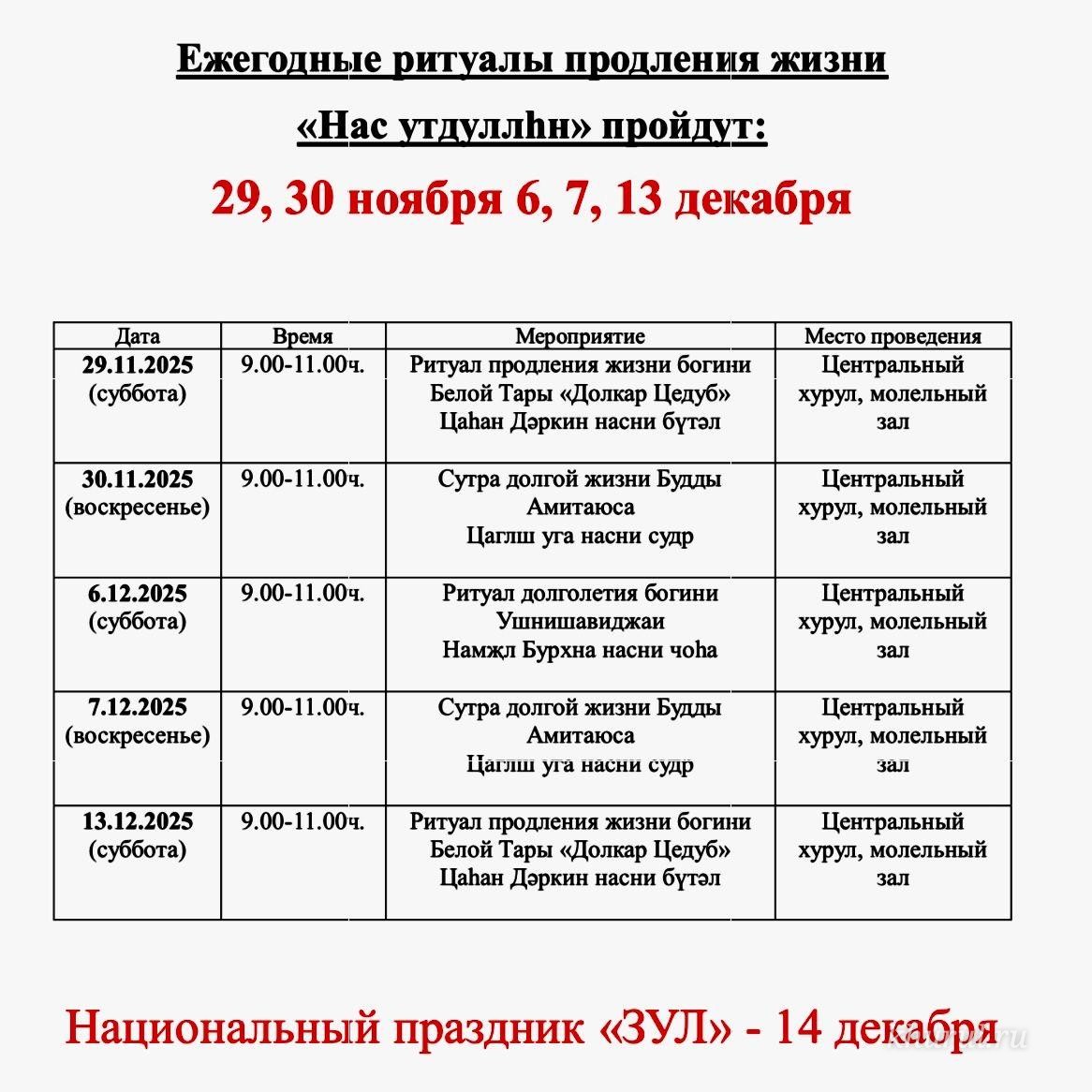 Life-Extension Rituals to Be Held in Kalmykia