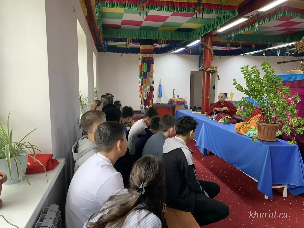 Students of the Chilgir School Study the Basics of Buddhism in the Local Temple