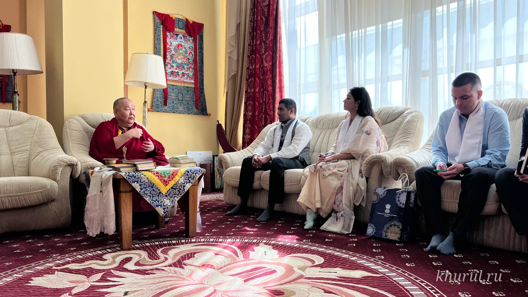 Meeting of the Shajin Lama of Kalmykia with a Delegation from the Consulate General of India