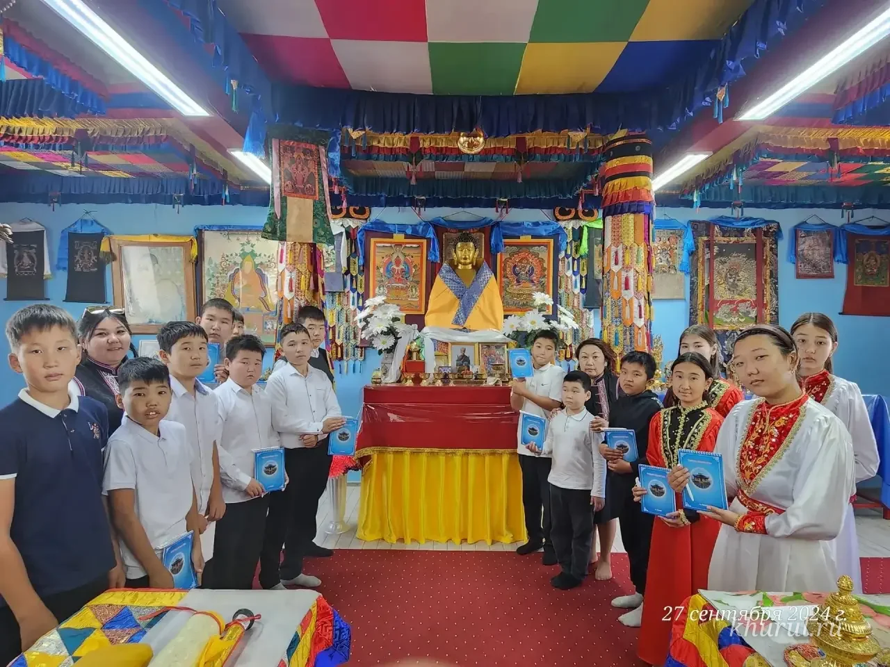 Students of the Chilgir School Study the Basics of Buddhism in the Local Temple