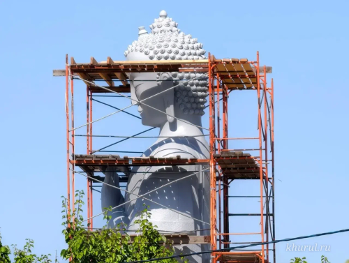 Statue of Buddha Maitreya in Lagan Undergoing Renovation