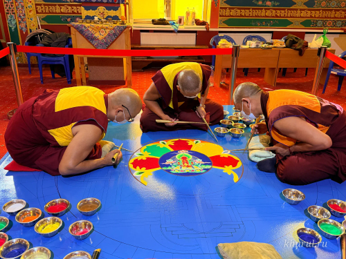 Construction of the Buddha Amitayus mandala continues at the Central Khurul.