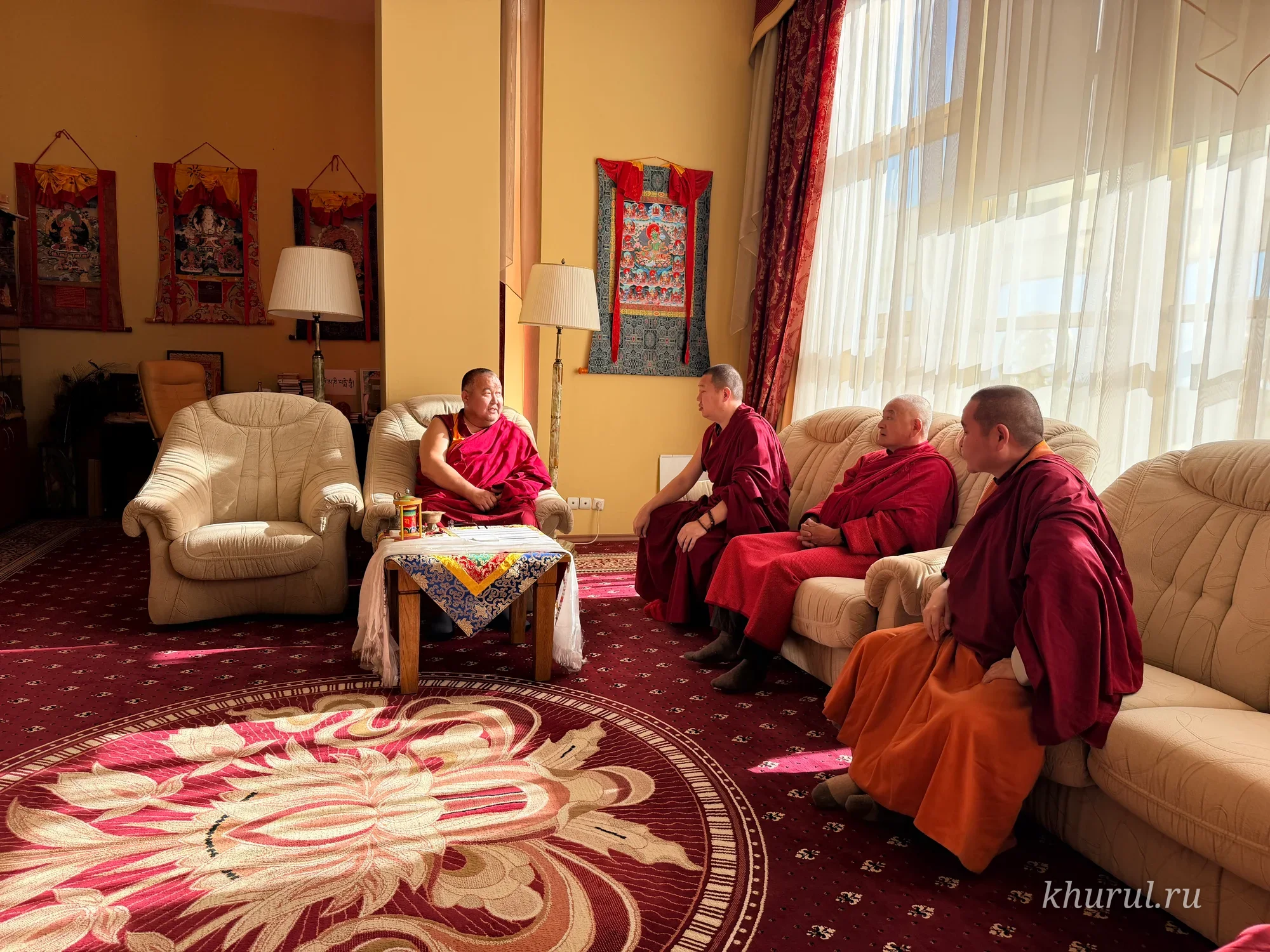 Kalmykia’s Shajin Lama meets a visiting delegation from Tuva today