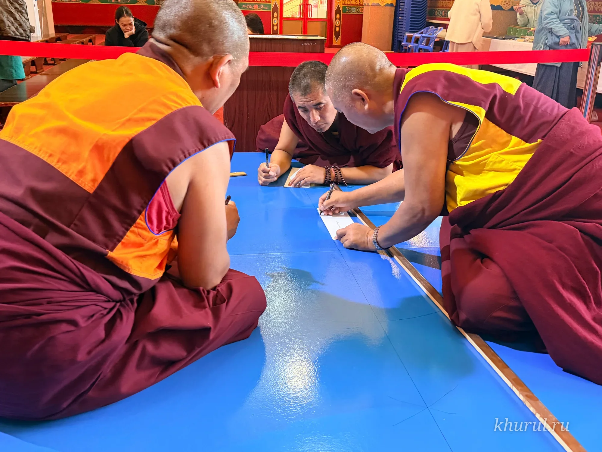 Delegation of Monks from India Begins Creating a Sand Mandala